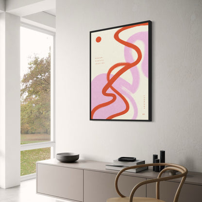 Abstract Art Poster | Dream Create Inspire | Red & Purple Modern Design Print | Inspirational Wall Art Decor