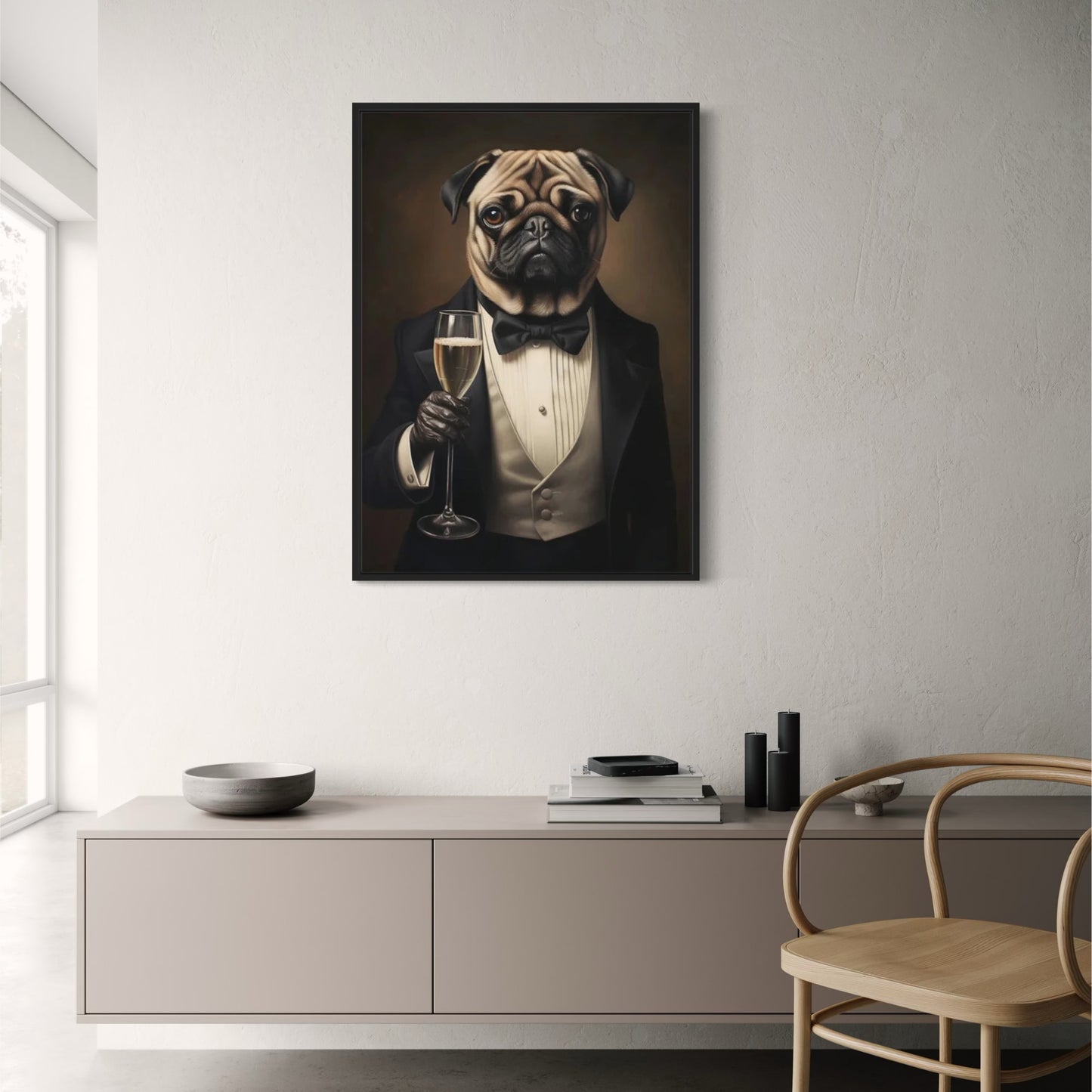 Gentleman's Gala Poster | Pug in Black Tie | Classic Charming Style | Home & Garden Decor