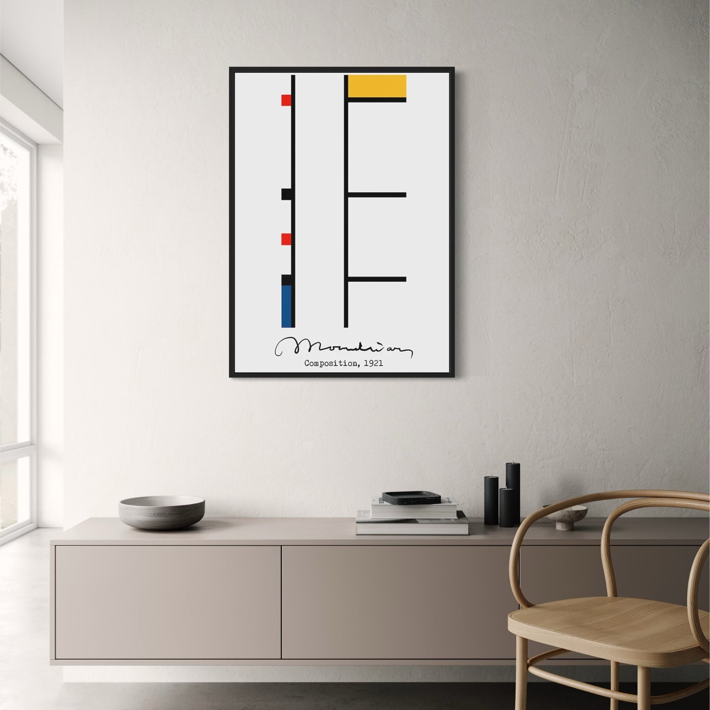 Piet Mondrian Early Composition Poster | Abstract Art | 1921 Vintage Reproduction | Modern Artwork for Home & Garden Decor