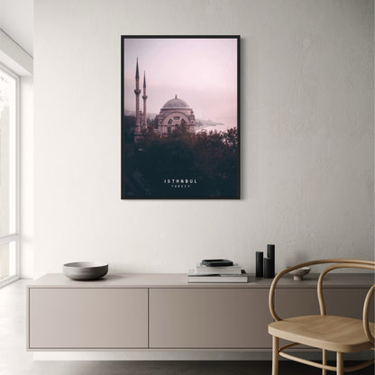 Dolmabahçe Mosque Poster | Istanbul | Scenic Bosphorus View | Tranquil Constantinople Landscape | Peaceful Morning Art Print