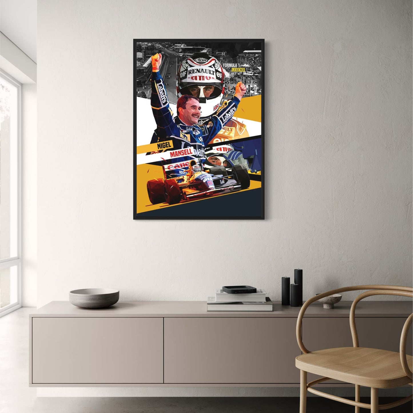 Nigel Mansell | Formula 1 Legend Poster | Racer Helmet Design | Sports F1 Memorabilia