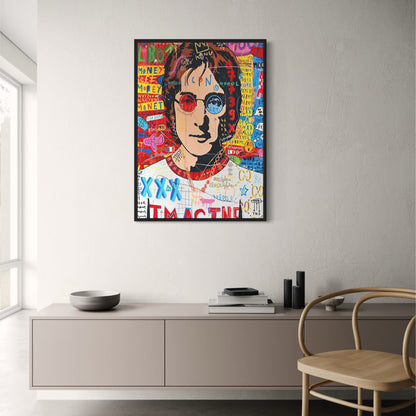 Abstract Street Pop Graffiti Poster | Jon lenon Portrait | Wall Art for Living Room Decor