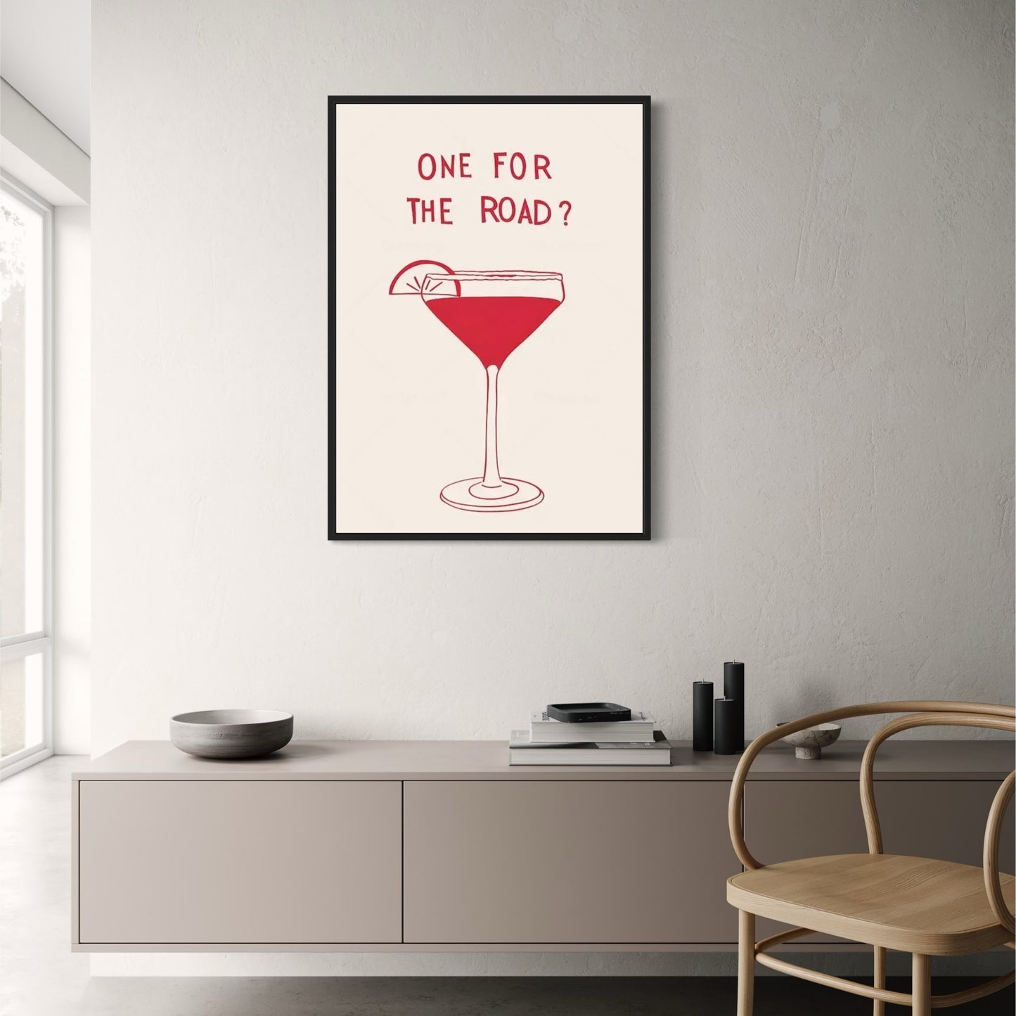 Hand Drawn Minimalist Poster | One For The Road | Modern Home Decor | Artistic Visual Print | Wall Art