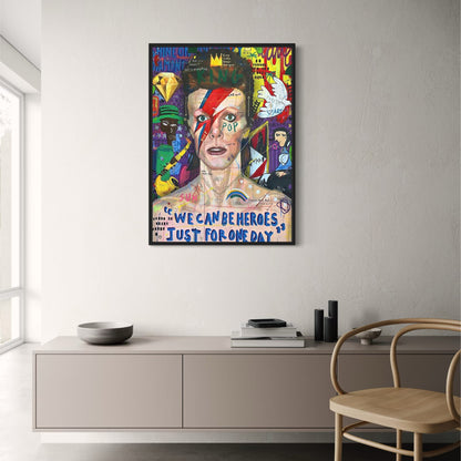 Abstract David Bowie Graffiti Art | Pop Canvas Poster Prints | Wall Decor for Living Room