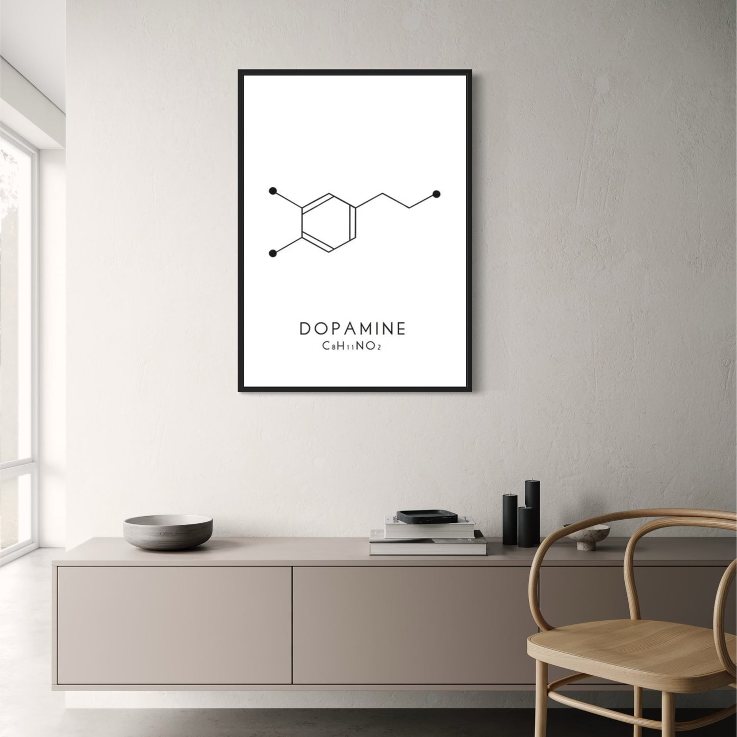 Molecule Chemical Dopamine Serotonin Molecular Formula Chemistry Science Wall Art Canvas Painting Living Room Decorative Poster