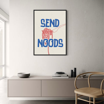 Vintage Kitchen Poster | Send Noods | Food Art Print | Retro Culinary Wall Decor