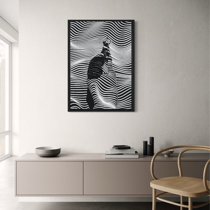 Girl with Striped Pattern | Art Print Decor | Fine Wall Poster | Home Artwork Decor