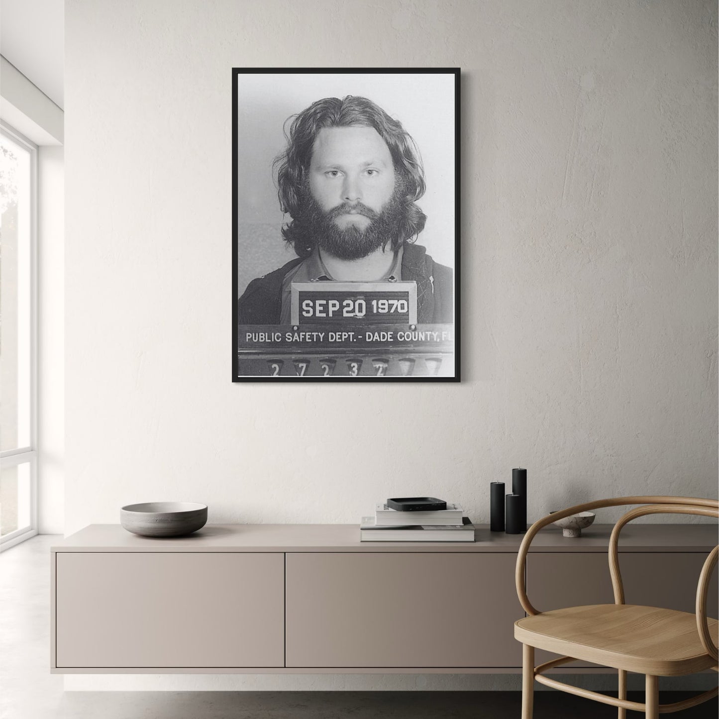 Jim Morrison Mugshot | Vintage Style | Black & White