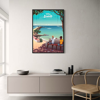 Quartier Pêcheurs Poster | Terre Sainte | French Beach Culture Art | Coastal France Scene Print | Local Charm Wall Decor