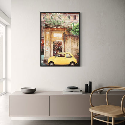 Yellow Fiat 500 | Vintage Italian Scene