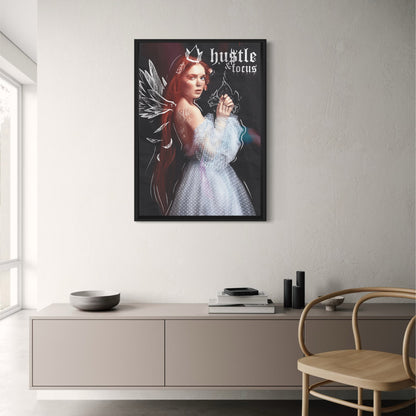 Hustle and Focus Motivational Art | Inspirational Wall Decor | Modern Poster for Office or Home | Typography Print