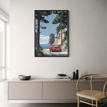 Classic Red Sports Car | Coastal Drive | Ocean Adventure