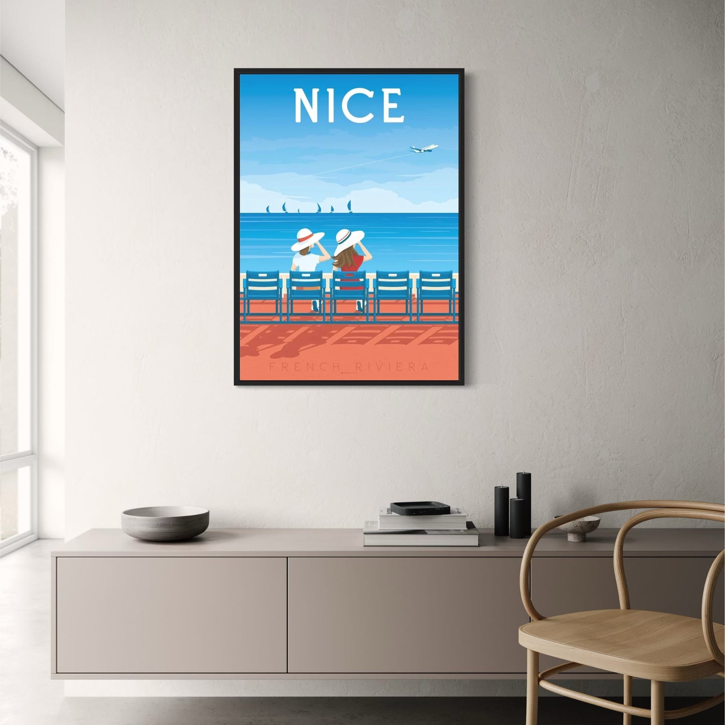Iconic Destinations Poster | The Beauty of the Sea in Nice France | Coastal Ocean View Artwork | Travel Landscape Wall Art