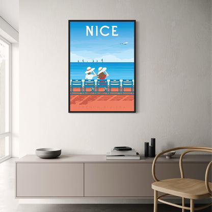 Iconic Destinations Poster | The Beauty of the Sea in Nice France | Coastal Ocean View Artwork | Travel Landscape Wall Art