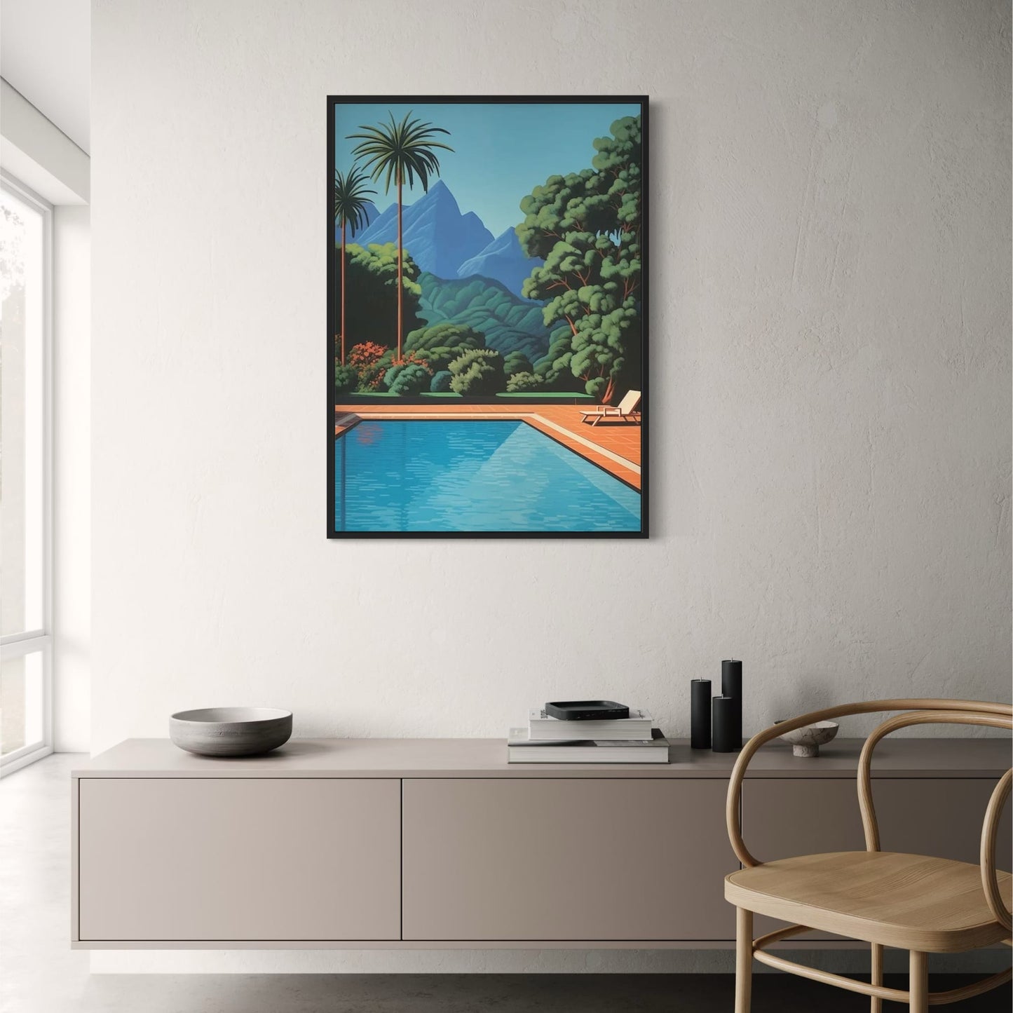 Retro Vaporwave Tropical City & Car | Hiroshi Nagai Poster | Nordic Wall Art | Japanese Beach Decor