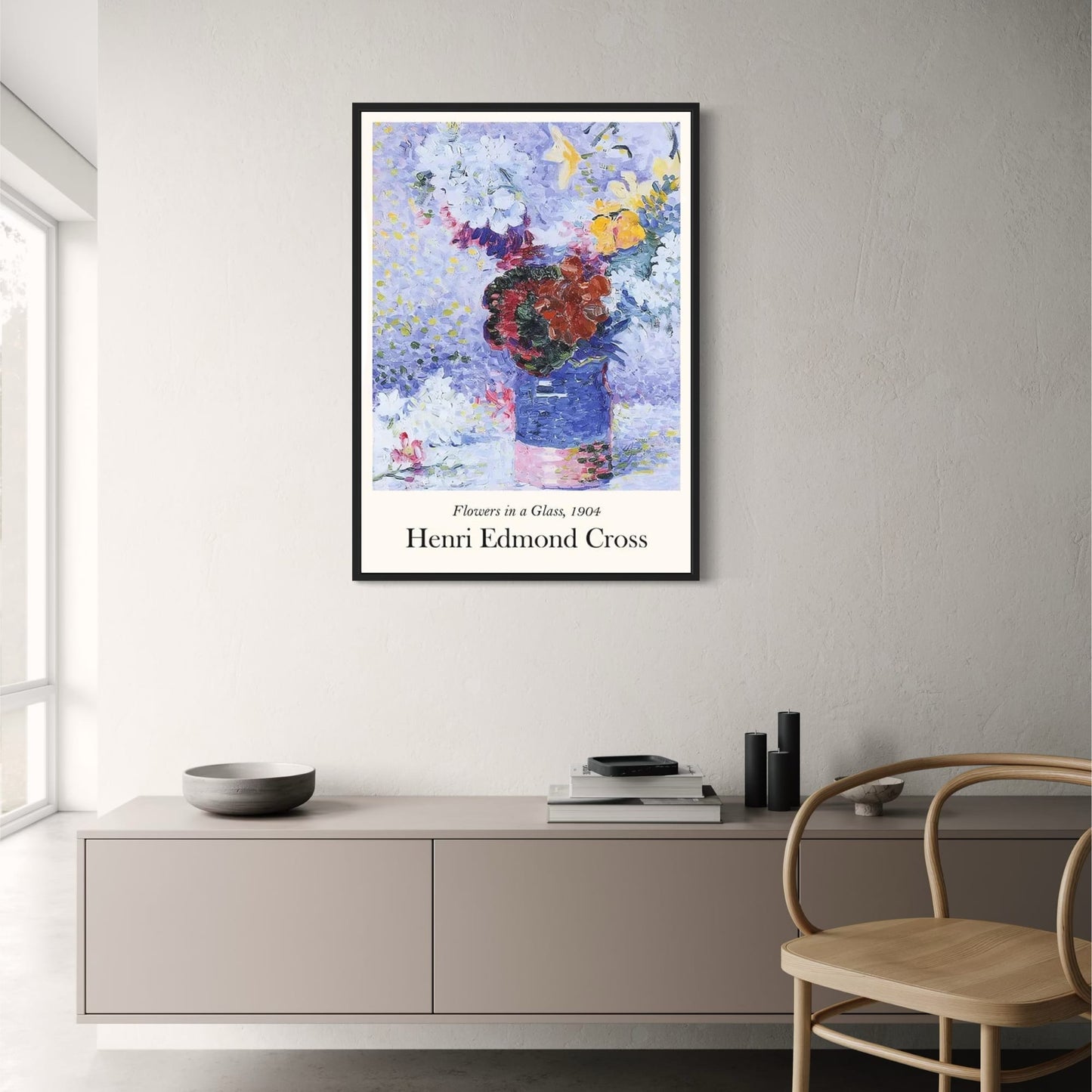 Henri Edmond Cross | Flowers in a Glass Poster | Fine Art Print | Decorative Wall Art | Impressionist Floral Design | Home Decor |