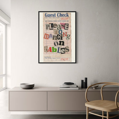 No Dancing on Tables | Vintage Kitchen Art