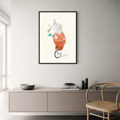 Poster | Elephant's Unicycle Jamboree | Whimsical Animated Adventures | Decor Art | Joyful Journey | Home Wall Art