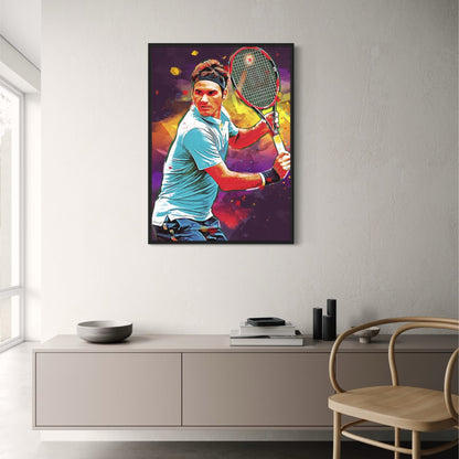 Roger Federer | Vibrant Tennis Precision Poster | Sports Celebrity | Tennis Players Artwork