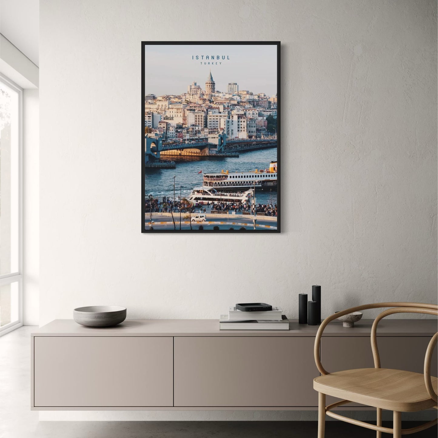 Galata Bridge Poster | Istanbul Cityscape | Bustling Life Over Golden Horn | Stunning Wall Art for Home Decor | Scenic Constantinople Views