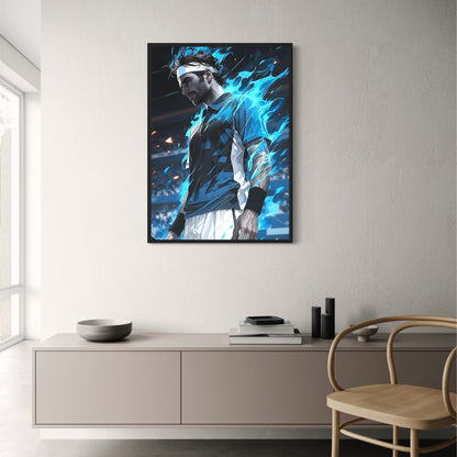 Roger Federer Poster | Dynamic Tribute to Sporting Excellence | Iconic Athlete Artwork | Celebrate Passion, Power, and Achievement