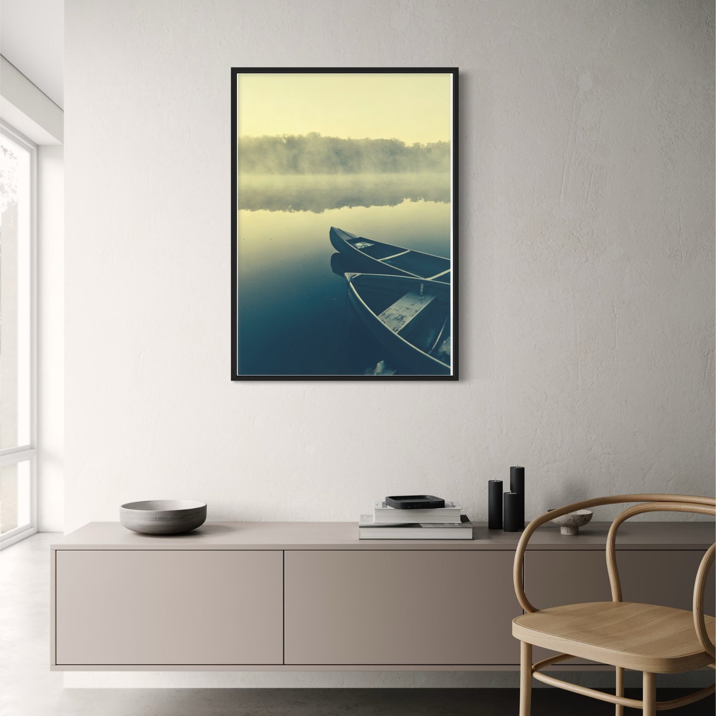 Boats in Fog - Poster