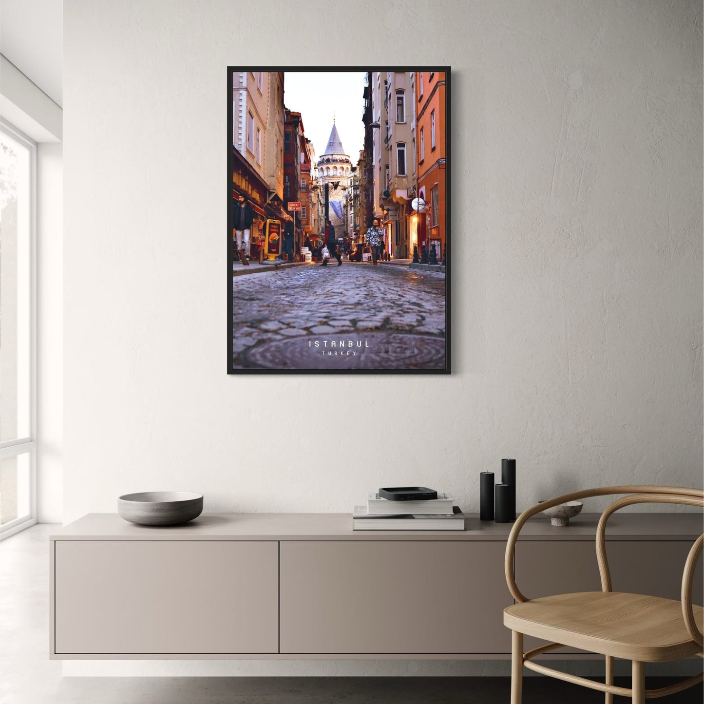 Galata Tower Street View | Istanbul | Constantinople | Turkey | Vibrant Streets and Historic Tower | Urban Turkish Posters