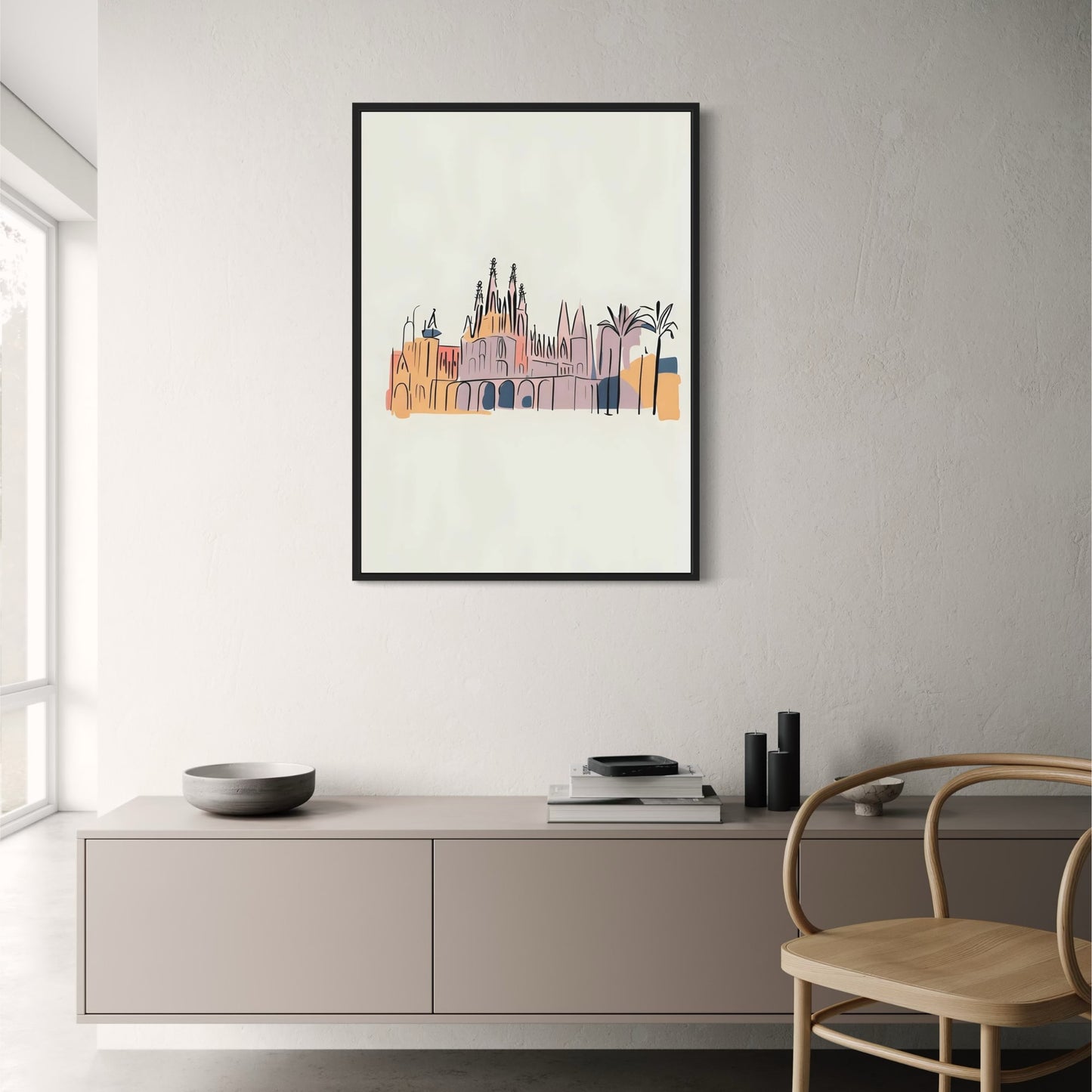 Alhambra Palace Silhouette Poster | Minimalist Spanish Landmark Art | Historical Building Illustration | Ideal for Modern Decor