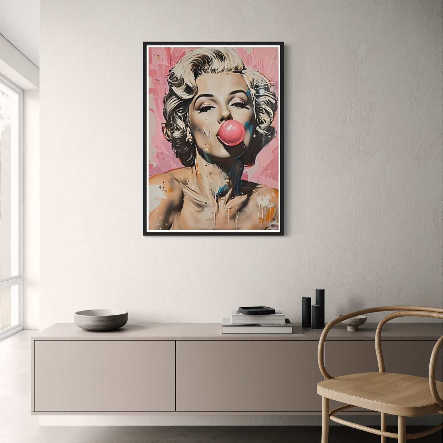 Dreamy Pink Poster | Bubble Gum Art | Mary Jane Design | Home Decor | Artwork