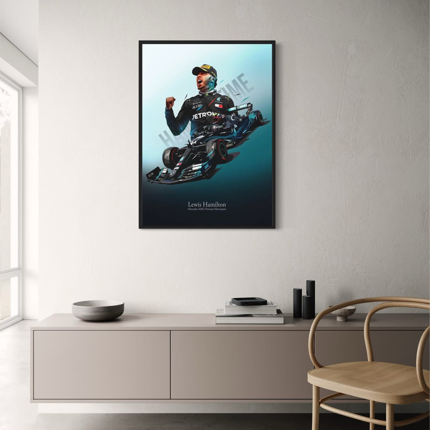 F1 Racing Poster | Lewis Hamilton Helmet Art | Formula 1 Legend Decor | Motorsport Wall Artwork