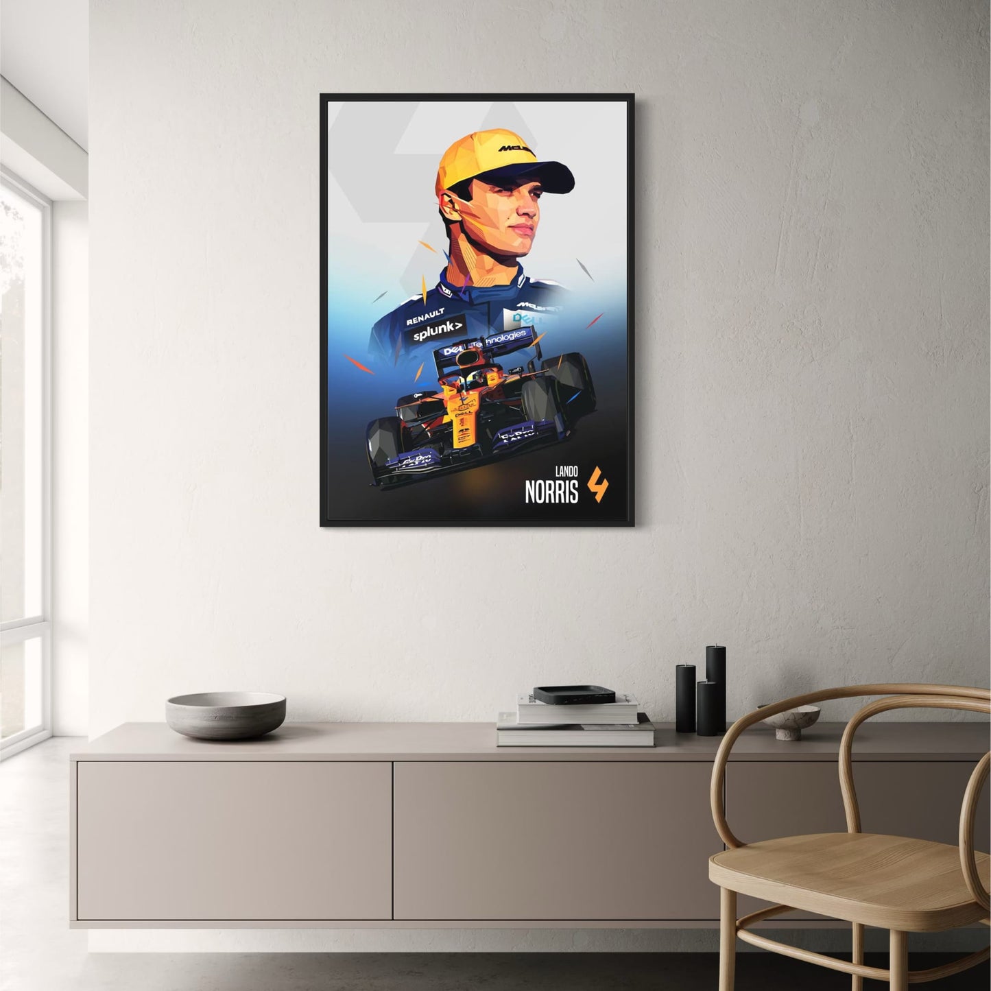 F1 Racing Poster | Lando Norris Helmet Design | Formula 1 Legend Art | Motorsport Wall Decor
