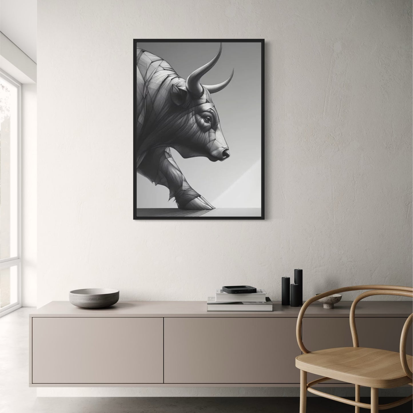 Stock Market Bull Bear Market Abstract Animal Art Poster and Prints Modern Art Canvas Painting For Office Living Room Home Decor