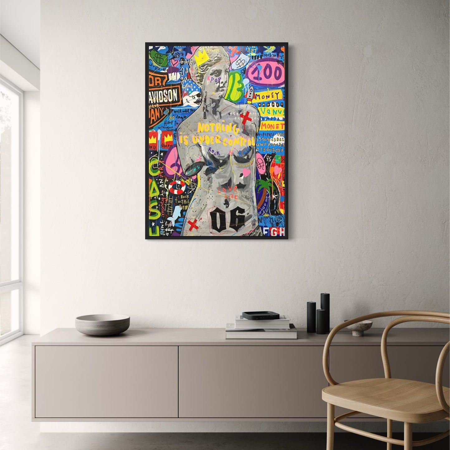 Abstract Graffiti Poster | Queen of England Portrait | Canvas Wall Art Prints for Living Room Decor