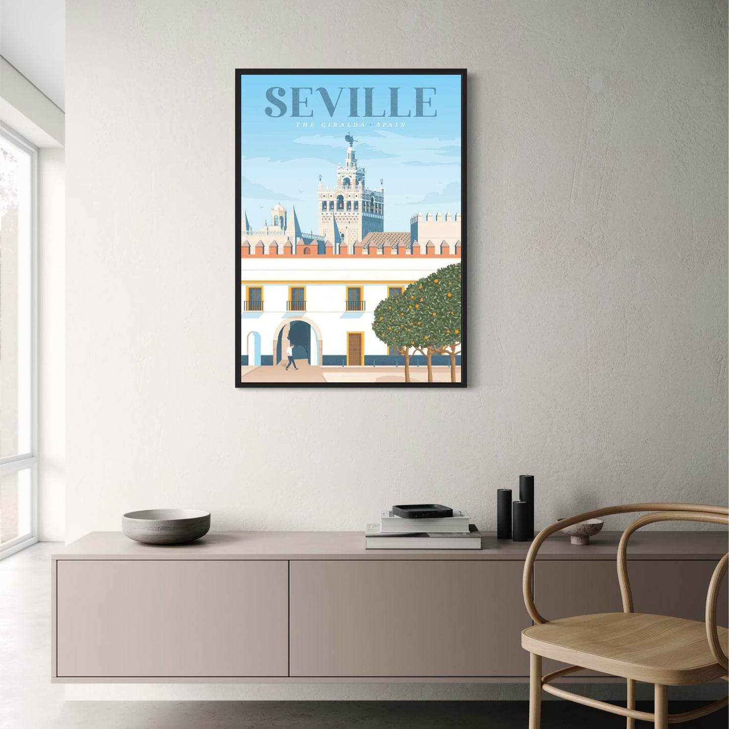 Iconic Destinations Poster | Seville, Spain | Scenic Travel Art Print for Home Decor