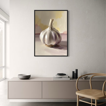 Garlic Enthusiasts Wall Decor | Realistic Vegetables Print | Culinary Art for Kitchen | Fresh Produce Illustration Poster