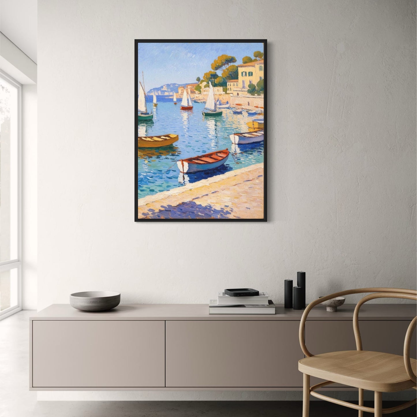 Calming Coastline Poster | Serene Ocean View | Coastal Wall Art Print | Beach Themed Decor | Tranquil Seaside Landscape | Photography Poster | Blue and White Coastal Decor | Bedroom Living Room Art