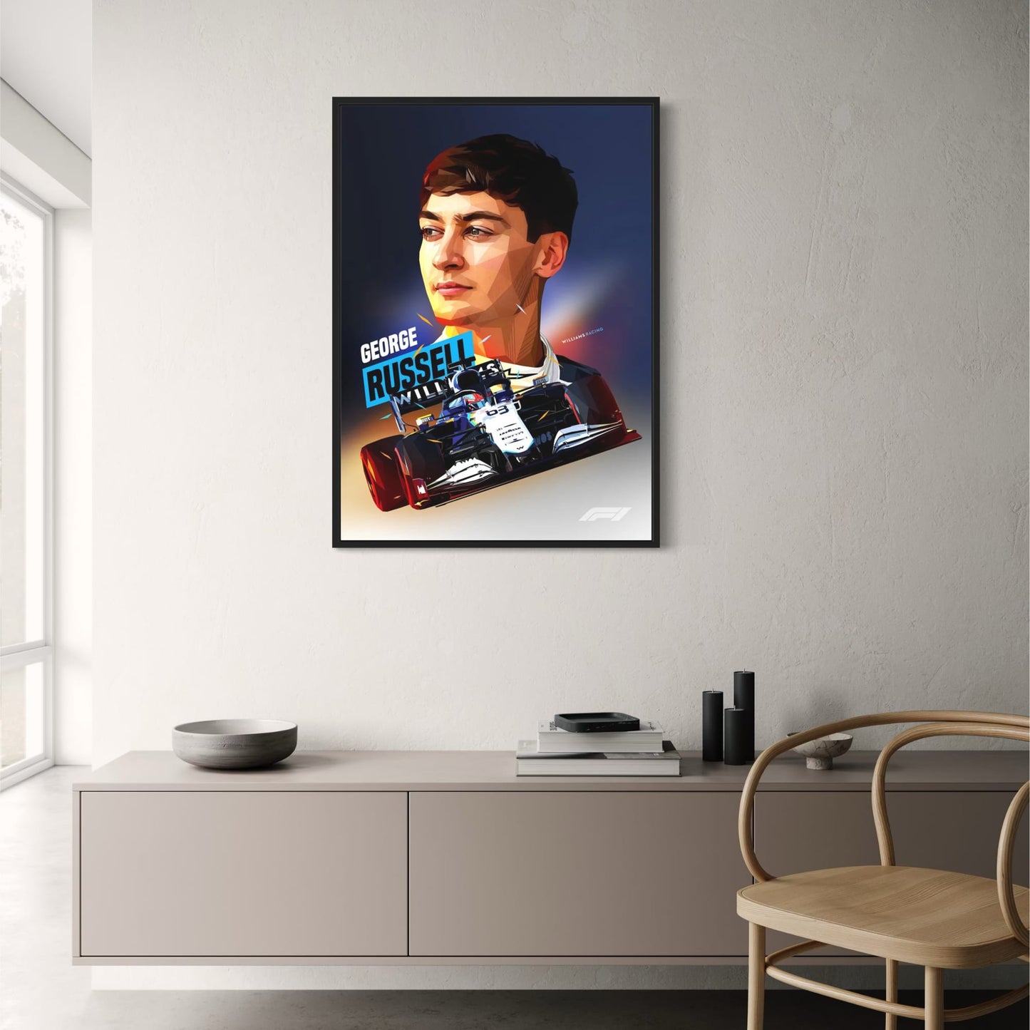 George Russell | Formula 1 Racer Helmet Poster | Sports F1 Legend | Motorsport Art Decor