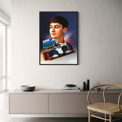 George Russell | Formula 1 Racer Helmet Poster | Sports F1 Legend | Motorsport Art Decor