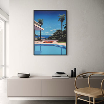 Retro Hiroshi Nagai Vaporwave | Japanese Beach City Car Canvas Poster | Wall Art | Home Decor