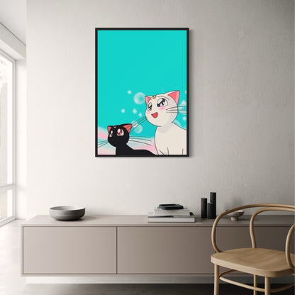 Anime Art Poster | Classic Japanese Style | Feline Daydreams Design | Wall Decor | Home & Garden