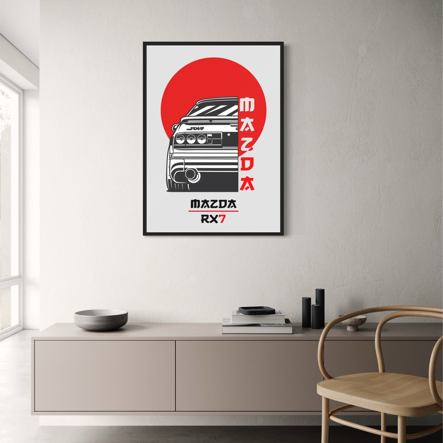 Mazda RX7 Sports Car Poster | Japanese Import Car Art Print | Automotive Decor for Home & Garage
