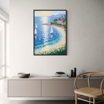 Calming Coastline Poster | Coastal Beach Art | Tranquil Seaside Wall Decor | Ocean Landscape | Relaxing Wall Hanging
