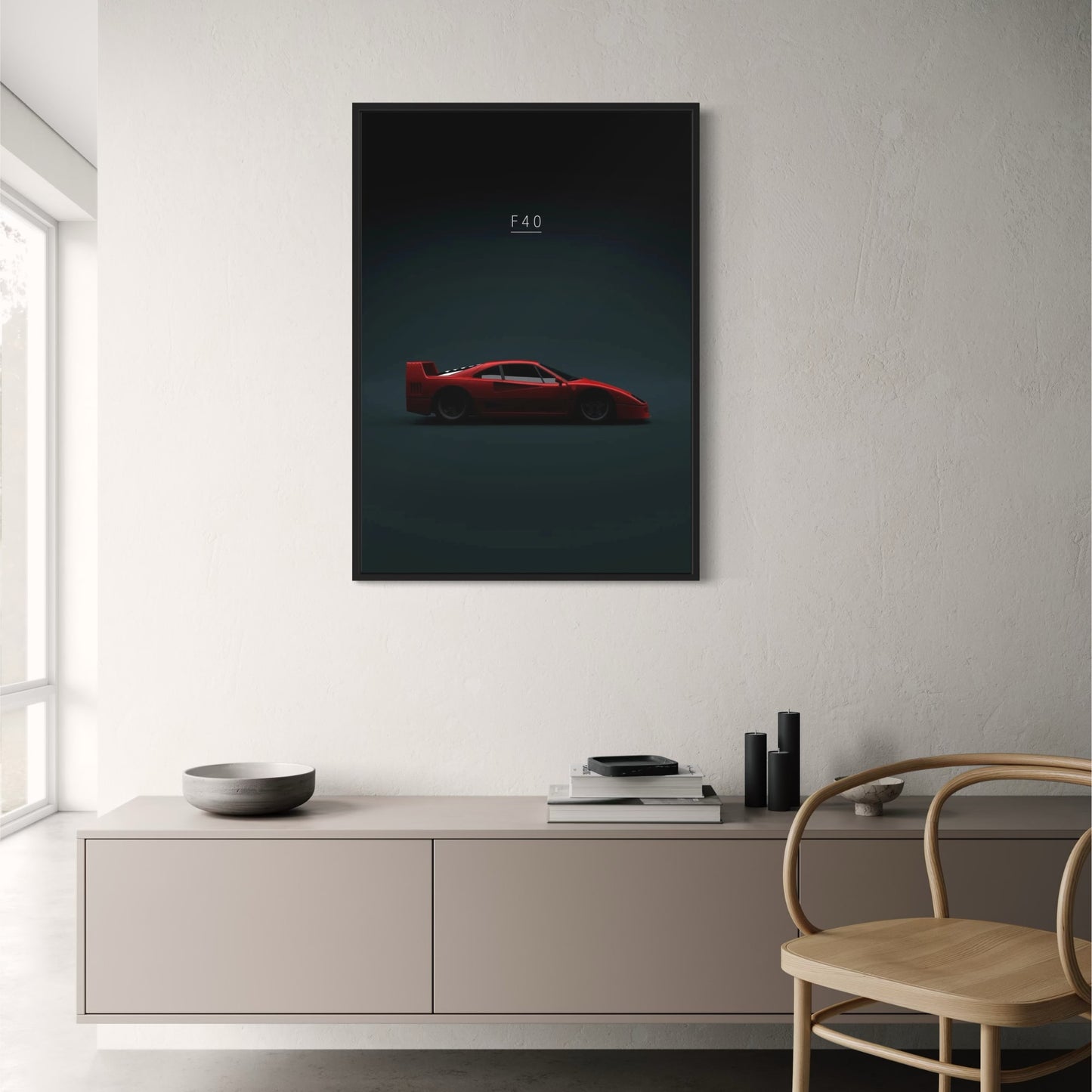 Ferrari F40 Poster | Tribute to Iconic Automotive Legends | Classic Supercar Art Print for Home Decor