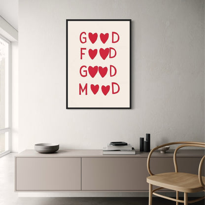 Good Food Good Mood | Minimalist Kitchen Art | Black & White