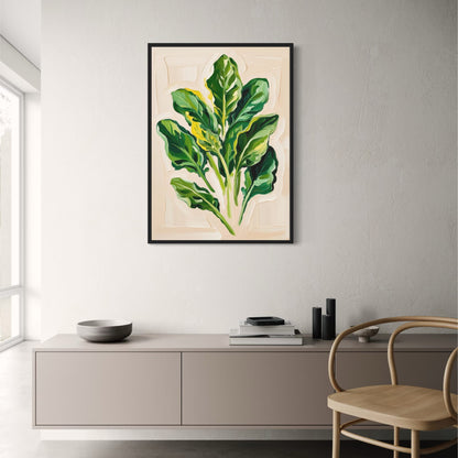 Spinach Artwork | Kitchen Décor | Healthy Greens | Botanical Wall Art | Poster