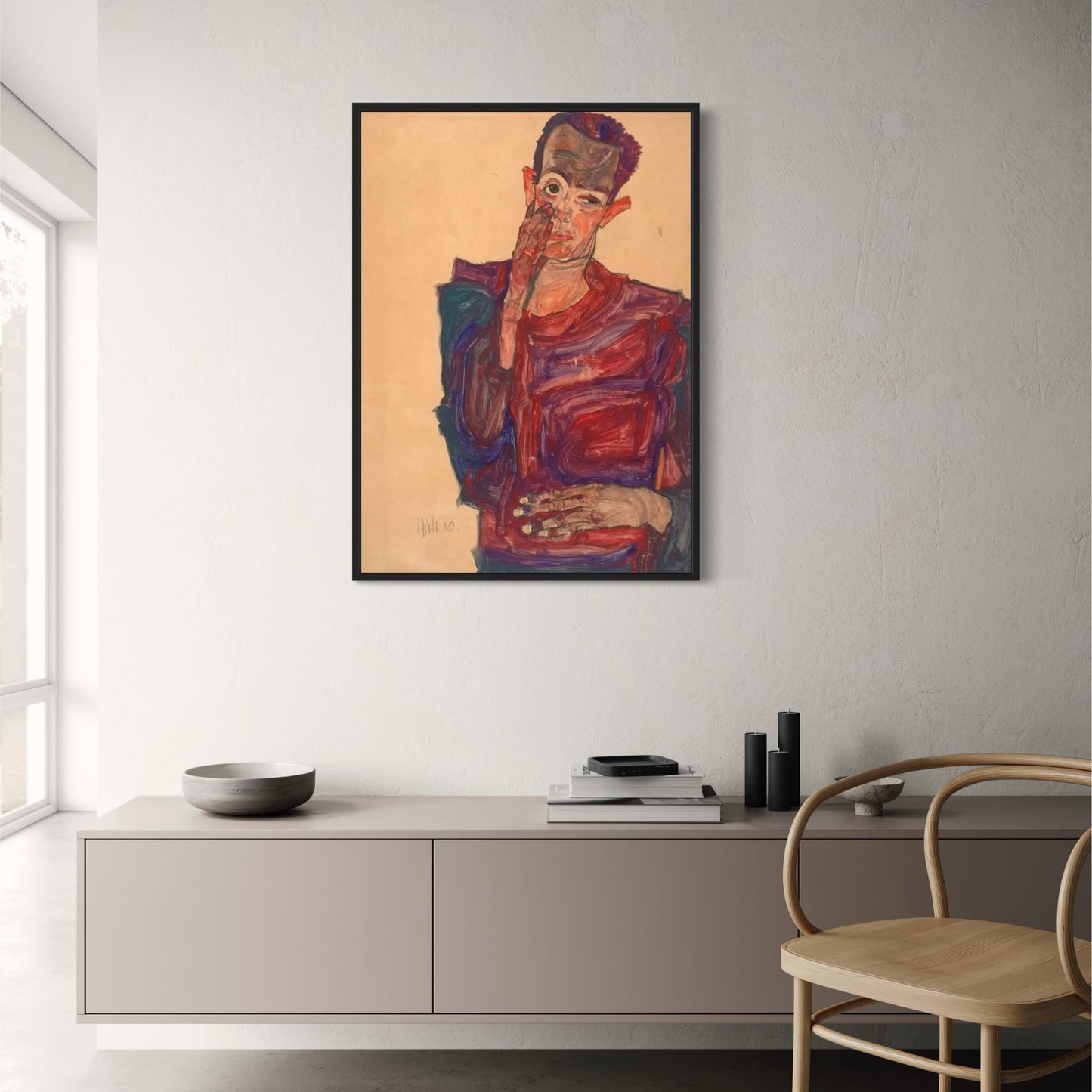 Egon Schiele Introspective Self-Portrait | Fine Art