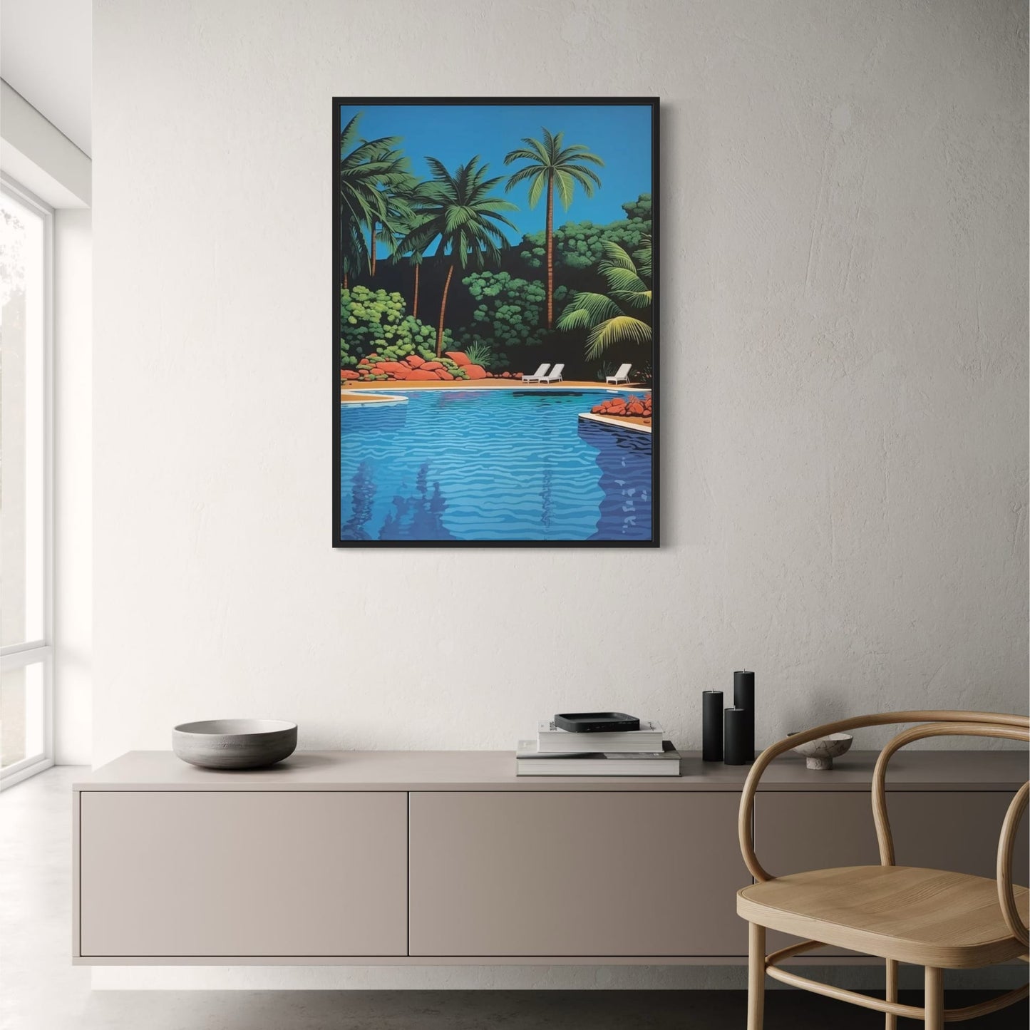 Hiroshi Nagai Poster | Vaporwave Japanese Tropical Beach City Car | Wall Art Canvas Painting Decor