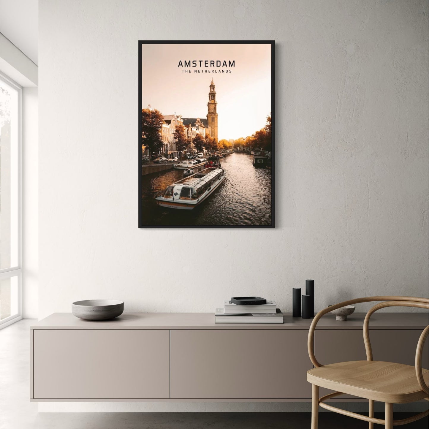 Amsterdam Poster | The Netherlands Cityscape | European Travel Art | Home Decor | Wall Art