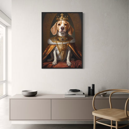 Beagle Throne of Gold | Royal Pet Decor | Animal Art Print | Majestic Canine Poster | Luxury Home Decor