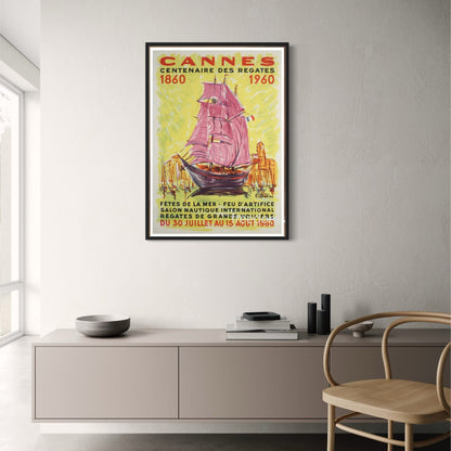 Icons of the Sea | Cannes Poster | Nautical Wall Art | Coastal Decor | Sea Life Illustration | Ocean Theme Artwork | Contemporary Print | Art for Home & Garden Decor